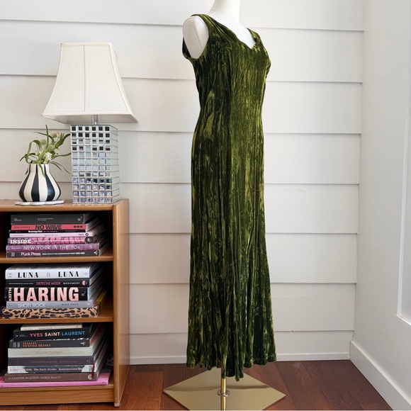 Vintage Betsey Johnson Punk Label Green Velvet Dress RARE - Picture 4 of 6